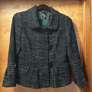 Anthropologie Black/White Heather Tweed Jacket